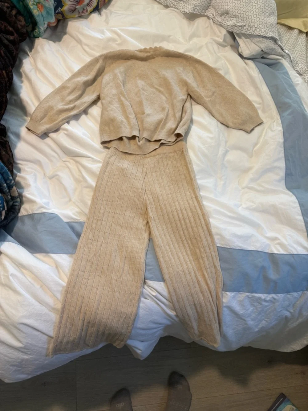 Zara Cream Knit Kids Matching Set - Sweater & Wide-Leg Pants